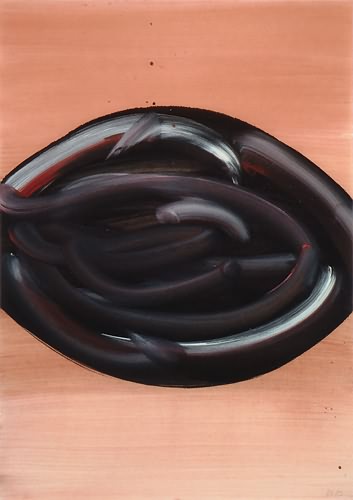 Ohne Titel, schwarz, 2003, Gouache auf Papier, 199x70 cm