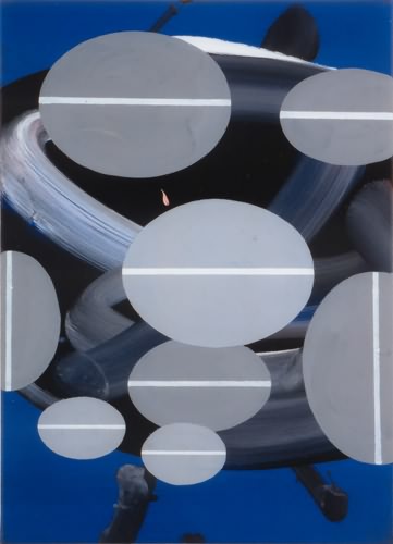 Ohne Titel, blau-mit Popup, 2004, Acryl auf Leinwand, 70x50 cm