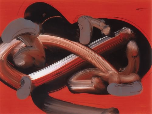 Rote Serie 1, Ohne Titel, 2004, Gouache auf Papier, 36x48 cm